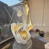Escultura de Flor y Hoja Abstracta para Interiores, Hecha de Fibra de Vidrio Chapada en Oro, Personalizada para Proyectos de Paisajismo de Hoteles y Oficinas de Ventas
