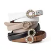 Jeans de Cuero Genuino con Pedrería Estilo Ins con Cinturón Fino de Cuero Decorativo para Traje Moda Femenina Versátil Moderno