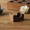 Juego de Posavasos de Madera Estilo Japonés Nogal Negro Madera Maciza Posavasos Redondo Alfombrilla Aislante Térmico Caja de 6 Piezas Base Grabado de Logo