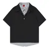 Yi Pin Jia Academia Estilo Falso Duas Peças Manga Curta Camisa Polo Masculina 2026 Verão Tendência Marca Retro Retalhos Listrada Camiseta
