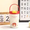 Copo de Café Portátil para Duas Bebidas, Copo Térmico a Vácuo em Aço Inoxidável 316 Estilo Desenho Animado com Infusor de Chá, Copo Portátil para Exterior