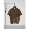 Camiseta de Tricô Manga Curta Masculina, Seda de Gelo, Textura de Listras Verticais de Verão, Estilo Old Money, Caimento Slim, Para Negócios, Atacado de Fábrica Transfronteiriço