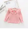 Ropa para Niños 2022 Otoño Invierno Nuevo Estilo Bordado de Corazón Más Terciopelo Camiseta para Niños Dulce Solapa Grande Ropa Interior para Niños Venta al por Mayor
