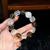 Cristal de Té Natural Cubo de Azúcar Blanco Cristalino Copo de Nieve Pulsera Fantasma Pulsera de Diseño de Cristal Natural