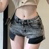Millennium Spice Girl Retro Hip Denim Shorts Feminino Verão Sexy Cintura Alta Elástico Apertado Fino A-line Perna Larga Calças Quentes