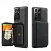 Adecuado para Samsung S21 Ultra Bolsa Magnética con Cremallera Dividida Carcasa Trasera para Teléfono Móvil Porta Tarjetas Tipo Cartera Flip Funda Protectora S21