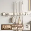 Suporte de parede para esfregão com ventosa, prateleira de armazenamento para banheiro, clipe para esfregão sem furar, gancho para vassoura e esfregão, organizador de armazenamento