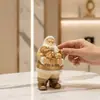 Presente Abraço de Urso Papai Noel Cruz Dourada Artesanato de Resina Transfronteiriço Decoração de Natal Ornamentos para Mesa de Casa