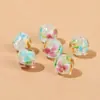 Cuentas de pétalos de seda verde de tres pétalos hechas a mano, cuentas de vidrio, cuentas sueltas de vidrio estilo japonés, accesorios para pendientes de pulsera DIY con cuentas