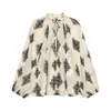 Moda Feminina AliExpress Transfronteiriça 2026 Primavera Nova Elegante Moderna Manga Lanterna Oversized Blusa 1351166