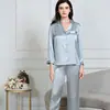 Pijama de Seda para Mujer Traje de Dos Piezas de Manga Larga para Primavera y Verano 100% Seda de Morera Nuevo Conjunto de Verano Ropa de Casa