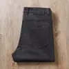 Pantalones gruesos de color gris oscuro para otoño e invierno para hombre, de sarga lavada de alta gama, microelásticos, cinco bolsillos de mezclilla, corte slim, pierna recta pequeña, casual