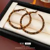 Pendientes de Aro Redondos con Forma de Corazón, Estampado de Leopardo, Aguja de Plata, Pendientes Melard Vintage, Estilo de Gama Alta de Nicho, Accesorios para Orejas Únicos y Exagerados
