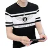 Camiseta de Manga Corta de Seda de Hielo para Hombre Nueva Marca de Moda Cuello Redondo Manga Media Moderna Verano Casual Corte Ajustado Capa Base 1/2 Piezas