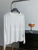 Camiseta de Manga Larga de Algodón de Bambú Delgada con Botón de Nácar para Mujer, Camiseta Básica Sencilla Casual de Color Sólido con Cuello Redondo, Principios de Primavera 2026