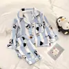 Pijama Cartoon de Algodão Nuvem para Crianças, Primavera e Outono, para Meninas, Conjunto de Calça Comprida e Manga Longa, Roupa de Casa para Meninos e Crianças Mais Velhas