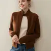 Chaleco de Punto sin Mangas con Cuello Alto de Cachemira para Mujer, Nuevo Diseño Otoño 2025 con Suéter de Doble Cremallera
