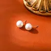 4 tipos de especificaciones Pendientes de perla blanca australiana Temperamento femenino Combinan con todo Elegantes pendientes de perla de imitación Pendientes sencillos para el día a día