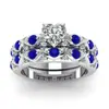 Sanjie Joyería Transfronteriza Temu Anillo de Pareja Más Vendido Moda Europea y Americana Anillo Azul de Zirconia para Mujer Venta Directa al Por Mayor