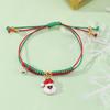 Nueva serie navideña transfronteriza pulsera para niños roja y verde tejida a mano ajustable con colgante de Papá Noel pulsera para mujer