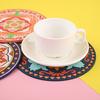 Posavasos de silicona con diseño de flores retro y explosiones transfronterizas, estilo étnico, aislante térmico, para mesa de comedor de estilo europeo, antideslizante, para regalo
