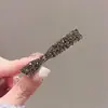 Presilha Lateral de Cabelo com Strass Preto, Presilha de Metal com Strass, Presilha Bico de Pato Exquisita, Grampo de Cabelo, Presilha de Cabelo com Laço