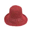 Sombrero de Pescador de Papel de Paja Hueco Tejido a Mano Estilo Coreano de Ala Ancha para Mujer, Transpirable de Verano Casual Protección Solar Plegable