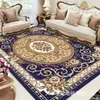 Tapete Clássico Estilo Europeu para Sala de Estar, Cobertura Total, Antiderrapante, Resistente a Manchas, Fácil de Manter, Caxemira Sintética, Lavável, Tapete de Cabeceira
