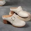 Medias Pantuflas Gruesas Casuales Retro de Talla Grande para Mujer, Calzado Exterior Primavera 2026, Pantuflas sin Cierre de Talla Grande