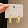 Orelha de Argola Redonda com Zircônia de Vidro Banhada a Ouro Real 14k Estilo Levemente Luxuoso Brincos Retrô Franceses Exquisitos Acessórios de Brinco de Alto Padrão para Mulheres