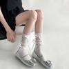 Calcetines finos translúcidos de seda de pila para primavera y verano, diseño de calcetines hasta la pantorrilla con lazo, calcetines pequeños de tubo para mujer, marea ins