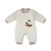 Romper Quiltado Borboleta com Bordado de Desenho Animado para Bebê, Outono/Inverno 2026, Zíper Diagonal, Roupa para Engatinhar Bebê, 120g, Tamanhos 59-66 #