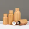 Frasco Conta-gotas Marrom de Bambu Natural Frasco Branco Fosco para Óleo Essencial Essência Frasco de Vidro DIY Vazio