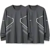 [Envío Rápido] Camiseta de Manga Larga para Hombre, Ropa Interior de Otoño para Hombre, Corte Holgado, Capa Base Elástica, Camiseta Estampada para Hombre