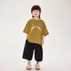 Camiseta de Manga Curta Changguo Clothing para Meninos, Verão Infantil, Corte Solto, Algodão Puro, Manga Meia-Manga, Estilo Coreano, Top para Crianças