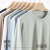 Algodão Mercerizado Embelezador da Pele Transfronteiriço Primavera e Verão Roupa Exterior Masculina Fina Casual Gola Redonda Top de Manga Comprida Roupas de Outono para Sair