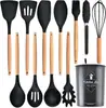 Juego de Utensilios de Cocina de Silicona, Juego de 12 Piezas de Utensilios de Cocina de Silicona Antiadherentes Resistentes al Calor, Libres de BPA, Juego de Cocina para Remover Espátula Volteador Cuchara Pinzas Batidor