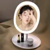 Espejo de Maquillaje Inteligente Ajustable de Tres Colores Espejo Plano de Tocador Espejo de Escritorio con Luz de Relleno Espejo de Plástico Ajustable