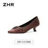 ZHR Salto Alto Fino Feminino Preto 2026 Outono Novo Estilo Francês Elegante Confortável Sapatilhas Sapatos de Trabalho