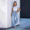 2024 Amazon Jeans de Pierna Ancha para Mujer Europeos y Americanos Cintura Alta Elástica Pantalones Acampanados Pantalones Holgados Y2K Mujer