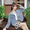 Toma real en stock: Nuevo diseño estilo europeo, corte holgado, versátil, casual y elegante, top de mezclilla suave color liso para mujer, adecuado para primavera y otoño