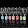 Venta Caliente Europea y Americana Mocha Fluorescente Cuadrado Sólido Zircón Color Piedra Colgante Hip-Hop Microincrustado Zircón Collar para Hombres y Mujeres