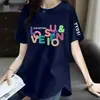 E-commerce Transfronteiriço Marca de Liberação Etiqueta Cortada Balcão Comércio Exterior Camiseta de Manga Curta Feminina Camiseta Solta Feminina Versátil Elegante Tendência Top
