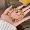 Pulseira de Cristal Olho de Tigre Amarelo Natural com um Toque de Luxo Leve e High-End, Popular no Xiaohongshu
