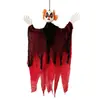 Decoración colgante de payaso de terror para Halloween con gasa desgarrada roja y negra y dos ojos brillantes, payaso aterrador