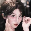 Óculos de Metal sem Aro com Detalhes de Diamante, Óculos de Aro Pequeno Oval para Mulheres, Estilo de Nicho, Anti Luz Azul, Armações de Óculos da Moda