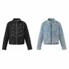 Ropa Vintage Yidao Otoño 2026 Nuevo Estilo Cool Retro Americano Chaqueta Corta de Mezclilla con Cuello Alto y Decoración de Hebilla Metálica