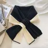 Bufanda para Mujer Otoño e Invierno de Alta Gama Frío Cálido Combinación de Colores Tejida Cruz Lana Moda Linda Bufanda de Niña para Invierno