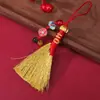2026 Examen de Ingreso a Secundaria y Universidad Colgante Escoba Dorada Pluma Dorada Bolso Tejido a Mano Llavero Escoba Adorno Navideño Venta al por Mayor