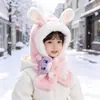 Bufanda Sombrero de Peluche de Dibujos Animados para Niños Otoño e Invierno Orejera Linda Integrada Sombrero de Bebé Cálido Sombrero de Muñeca Súper Lindo Resistente al Viento